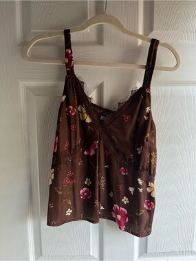 Old Navy Brown Floral Lace-Trim Cami